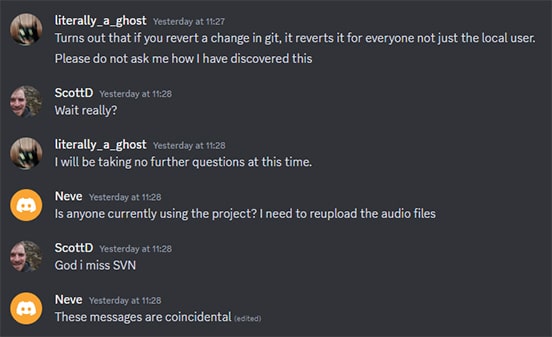 Slack chat announcing issues with Github