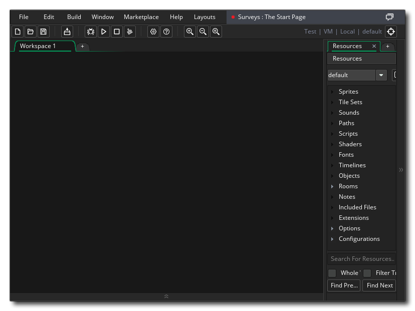 The Main Workspace And Resource Tree